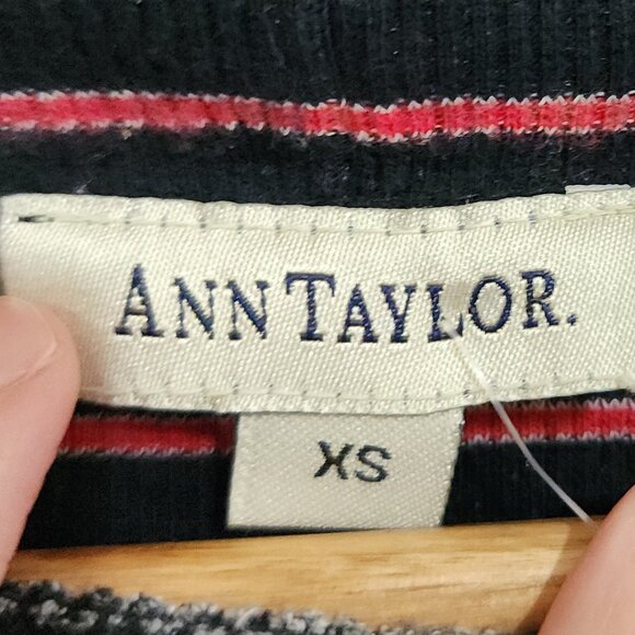 Vintage Ann Taylor Striped Mock Neck Long Sleeve Top 90s Minimalist Y2K X-Small - Picture 10 of 11